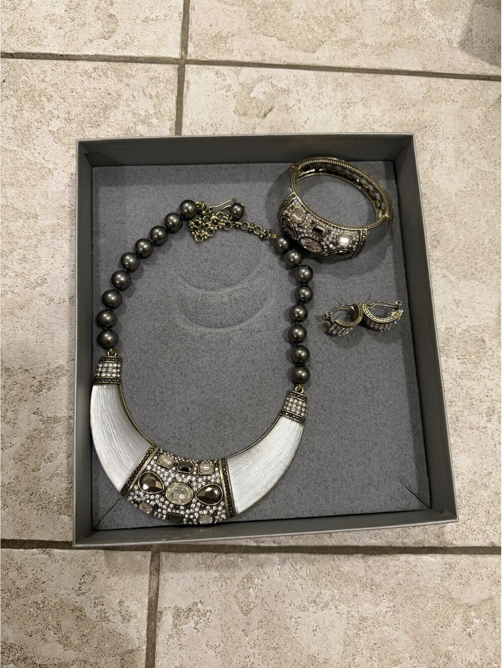 Heidi Daus Silver Necklace, Bracelet, Earring Set
